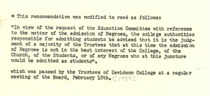newspaper article rejecting the admission of negros as students .