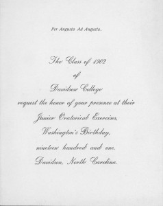 Invitation to the 1902 Junior Oratorial Exercises