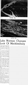 Gazette Article Showing changes to Lake Norman from 1958 to 1962