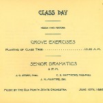 Document titled, "Class Day" that includes planting a class tree and "Senior Dramatics" for the year 1895