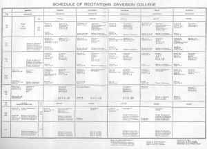 Newspaper article, a schedule of reciations for Davidson College, "Schedule of Recitations. Davidson College"