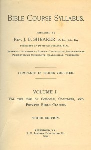 Shearer title page, "Bible Course Syllabus"