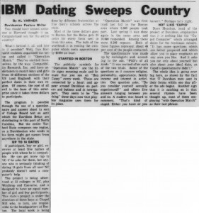 Davidsonian article, "IBM Dating Sweeps Country"