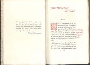 The title page of the book, "Mystery of Golf"