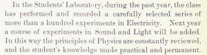 1891 Catalog description of new laboratory