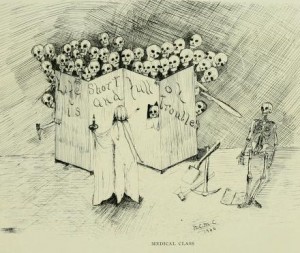 Cartoon of skeletons from 1900 Quips and Cranks