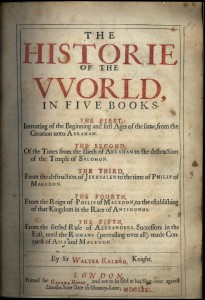 Title page of Raleigh's History of the World in Five Books
