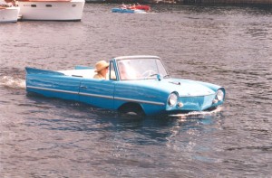 Carboat, a blue car on Lake Norman that appears to be acting as a boat