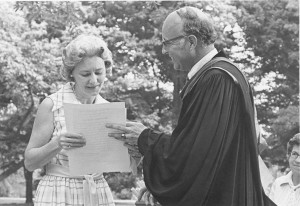 Will Terry with Nancy Blackwell at commencement 1976