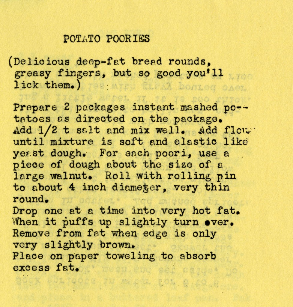 Ruby Alexander's "potato poories" recipe.