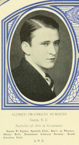 Senior entry in Quips and Cranks, with an image of Alfred Franklin Burgess.