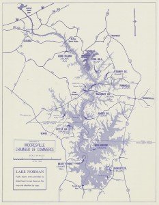 1963 map of newly created lake by Mooresville Chamber of Commerece