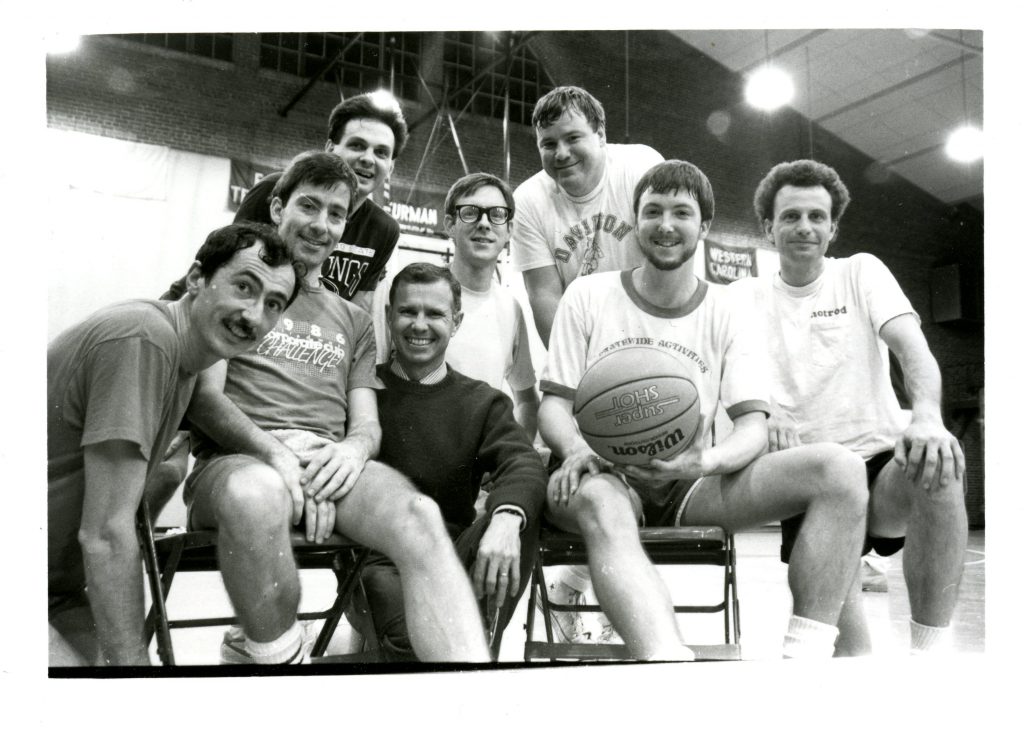The faculty/staff intramural basketball team in 1987. Bill is on the far left.