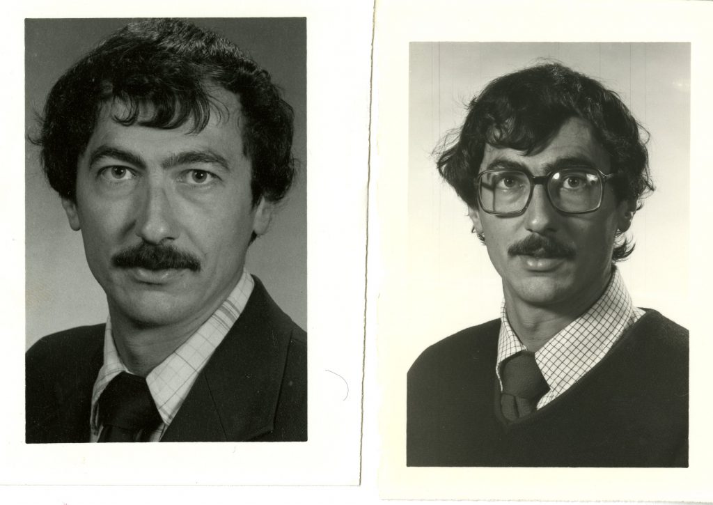 Two images of Bill Giduz from the college's personnel directory, 1983 - 1990.