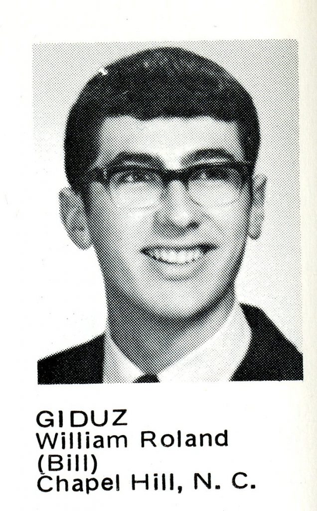 The first image of Bill Giduz comes from the 1970 Wildcat Handbook, the freshman handbook at Davidson.