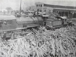 Debris left behind at a railroad station after flood waters receded.